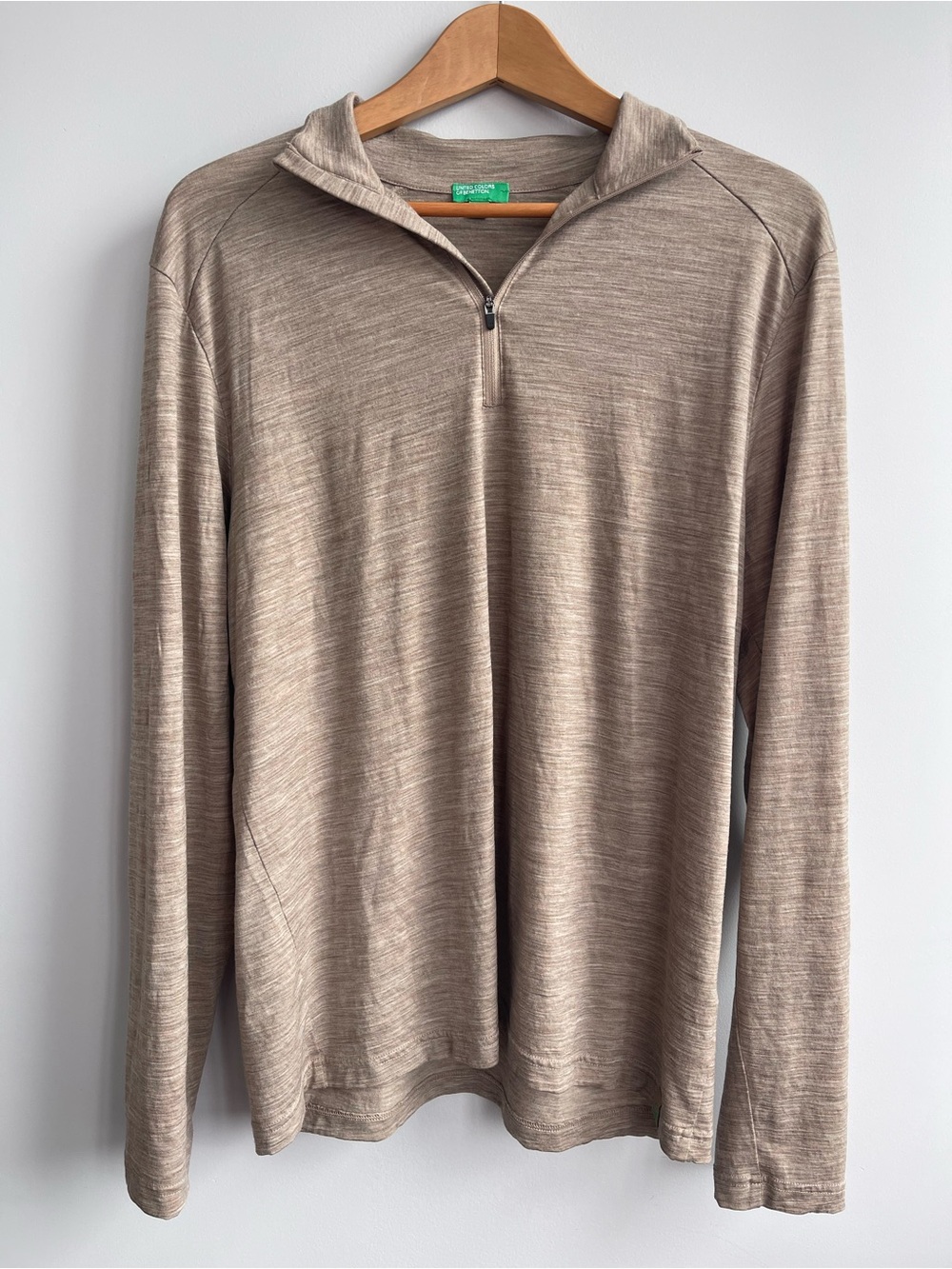 United Colors Of Benetton Men's Quarter-Zip Marino Wool Pullover